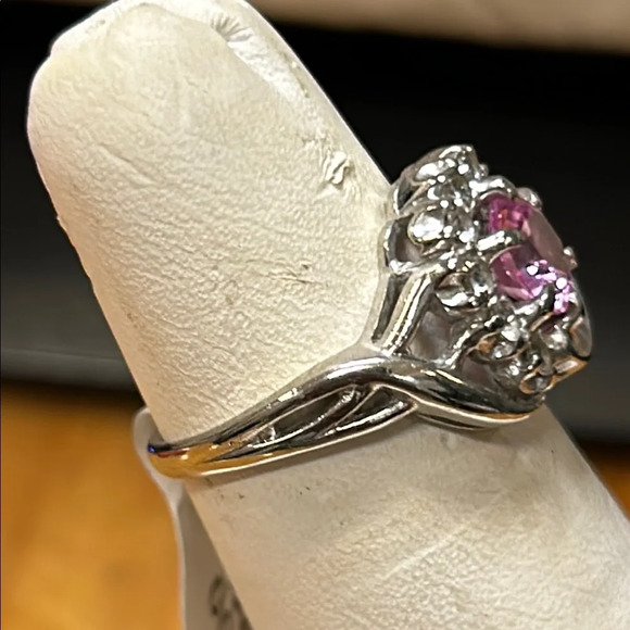 361492 Elegant 10k wg Ring with Pink and Quartz Stones - Picture 2 of 3